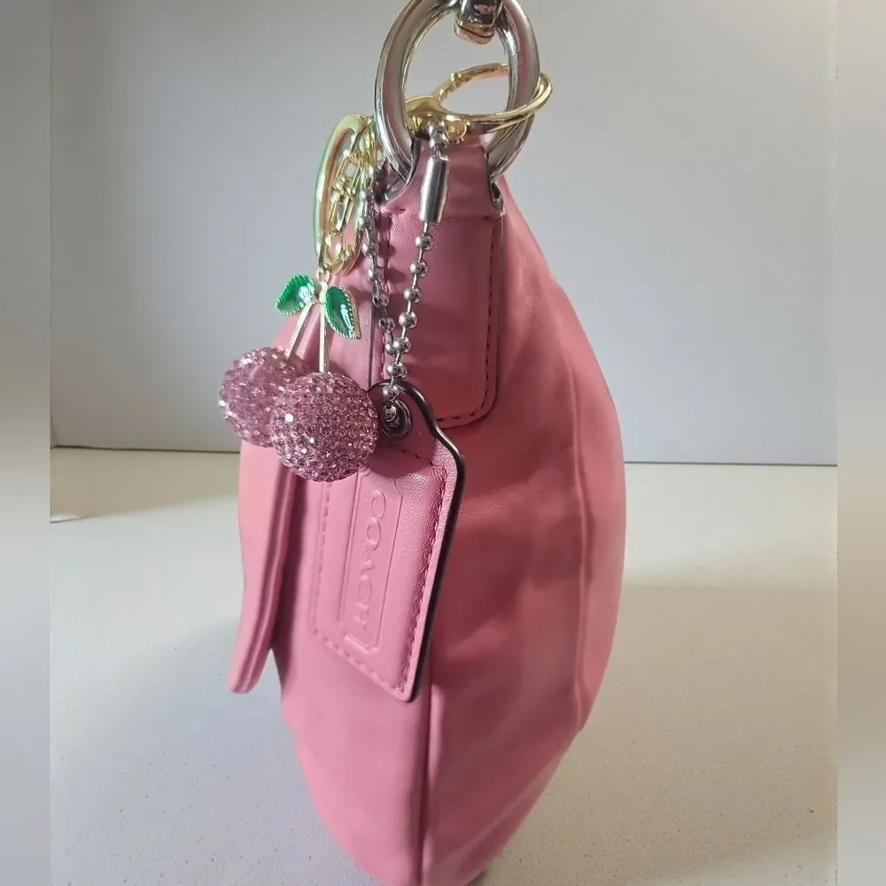 Cherry Pink Or Bling White Heart Key/Bag Charms Choose Your Favorite